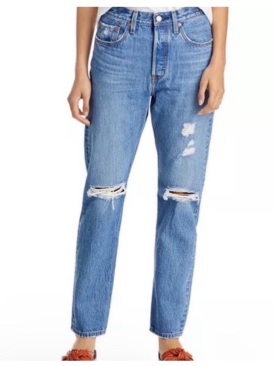 Levi's Denim - Levi’s 501 Distressed Jeans Medium Wash Button Fly Straight Leg 26